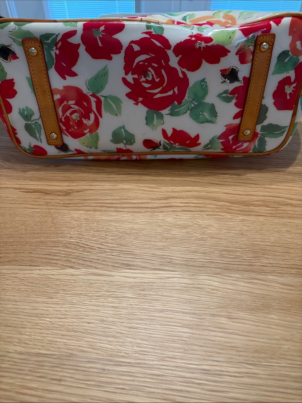 Vintage Dooney & Bourke Floral Tote with Pink, Green, and Orange Accents. - Picture 7 of 16